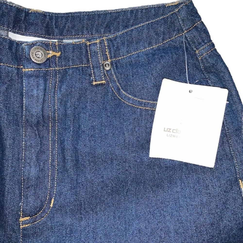 Liz Claiborne Liz wear Jean Shorts Womens Sz 4 Classic Mom Dark Wash Denim  W242 - Picture 2 of 7